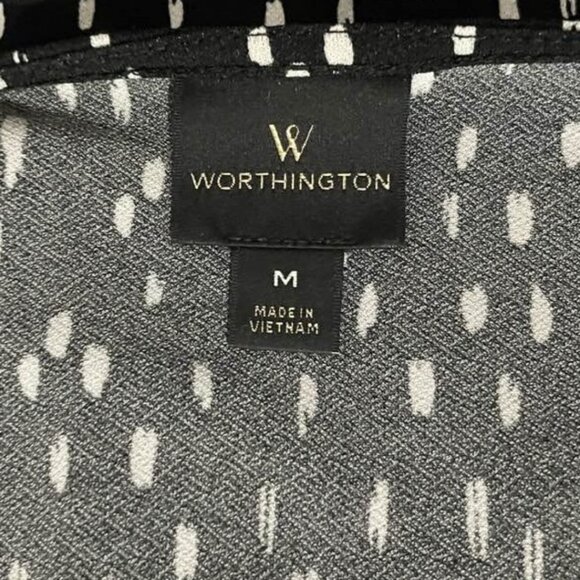 Worthington Black & White Smear Dot Puff Sleeve Top Size Medium | Trendy & Chic - Picture 7 of 11